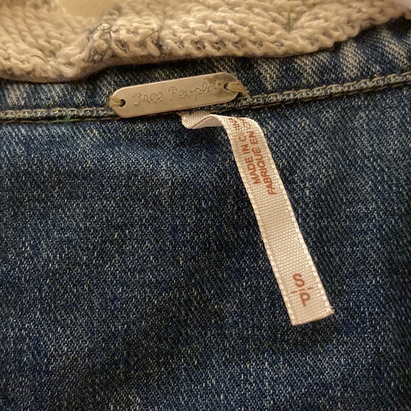 FREE PEOPLE Knit Sweatshirt Hooded Denim Jacket - Picture 12 of 12